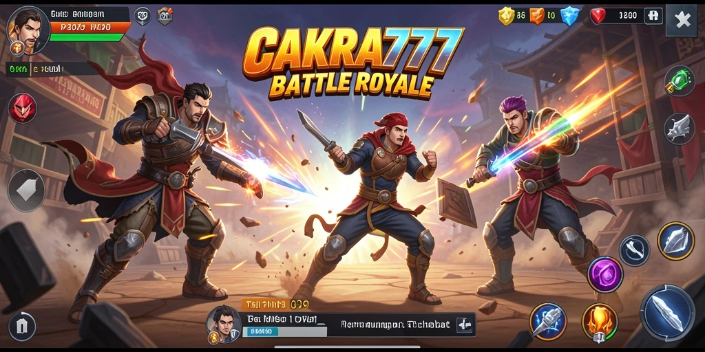 Screenshot utama CAKRA777 menampilkan aksi seru dalam pertempuran Battle Royale.