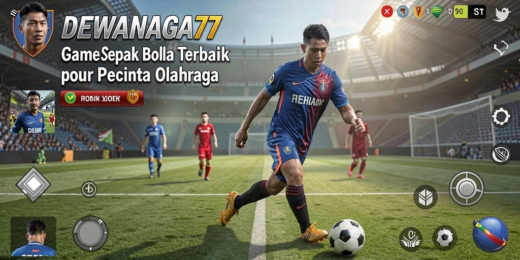 Tampilan gameplay seru dalam DEWANAGA77 yang menampilkan aksi sepak bola.