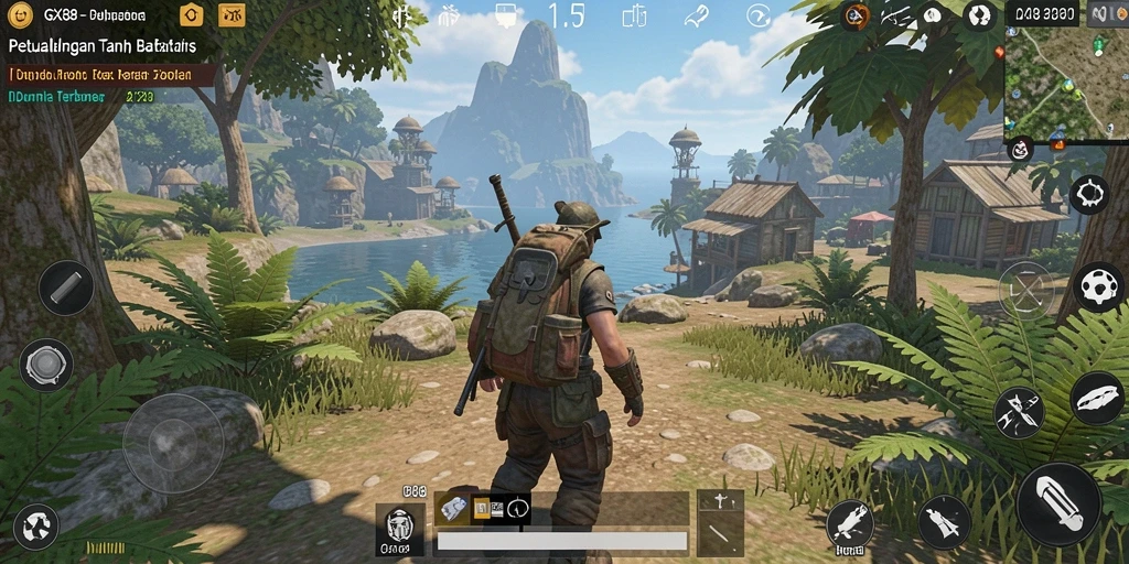 Gameplay GX88 yang menampilkan petualangan di dunia terbuka.