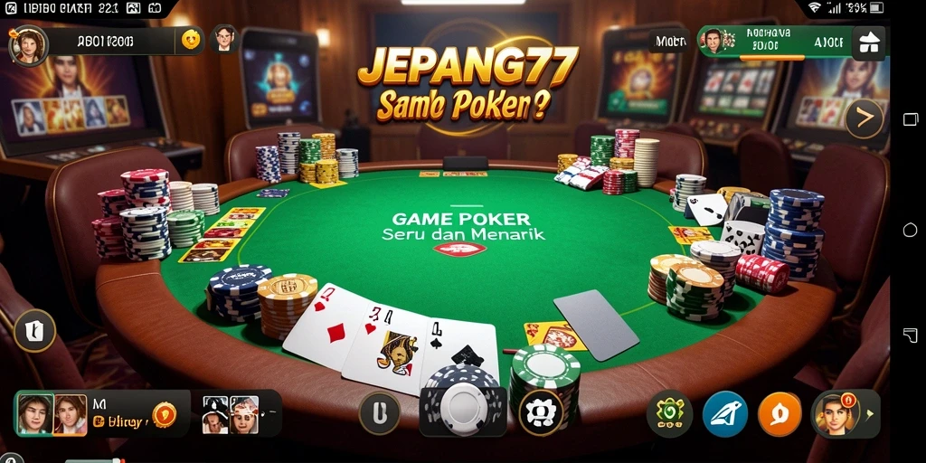Screenshot gameplay seru dalam JEPANG77 yang menunjukkan aksi Poker.