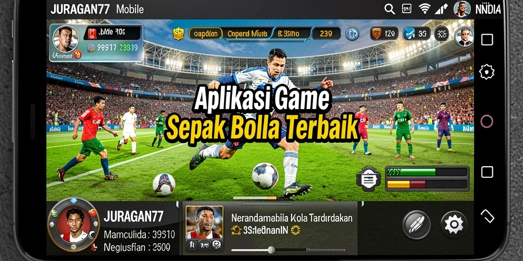 Tampilan gameplay menarik dari JURAGAN77 dengan aksi sepak bola yang mendebarkan.