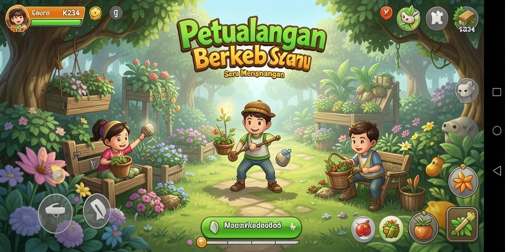 Screenshot gameplay K234 menampilkan aktivitas bertani yang menarik dan menyenangkan.