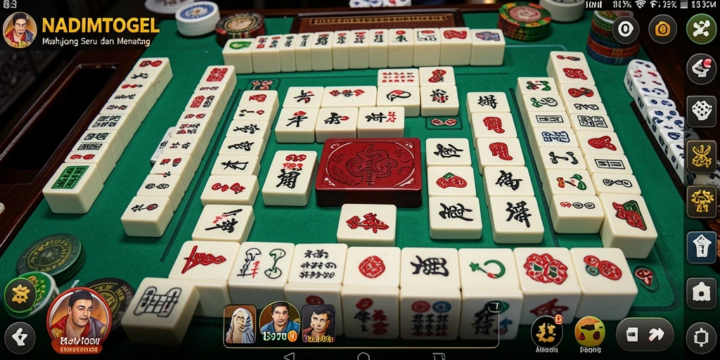 Screenshot game NADIMTOGEL menampilkan ubin Mahjong yang berwarna-warni.