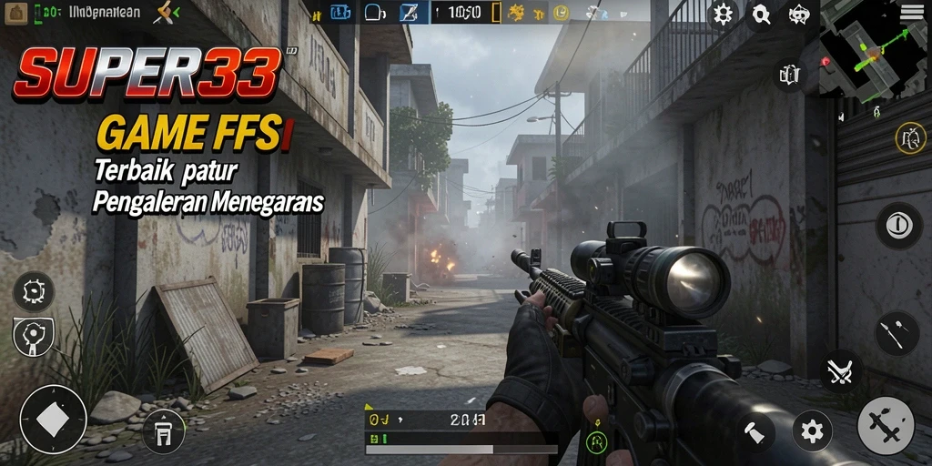 Gameplay intens SUPER33 dengan aksi tembak-menembak seru.