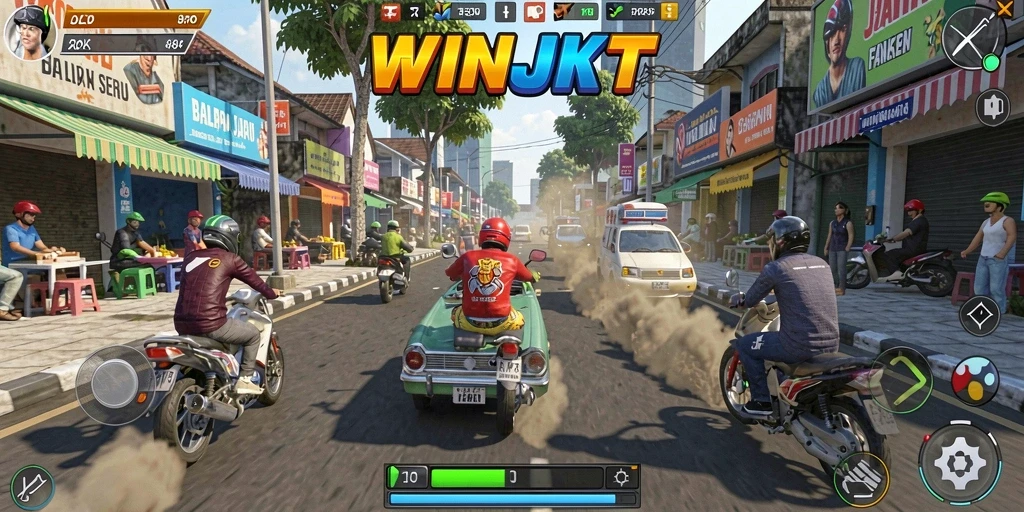 Tampilan gameplay balapan seru di WINJKT.